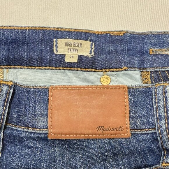 Madewell High Riser Skinny Ankle Slim Jeans Women Size 24 Modern Rock Biker Dark - Picture 5 of 12